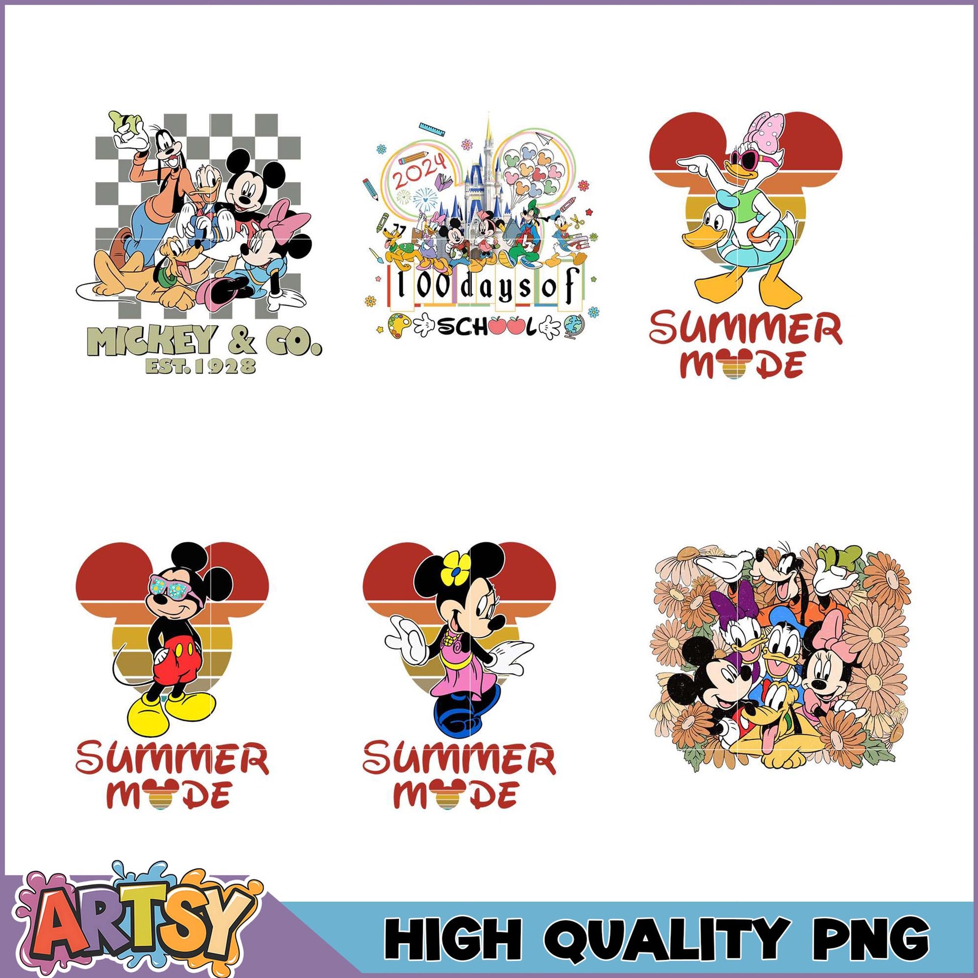 Mickey Mouse Summer PNG Bundle High Quality