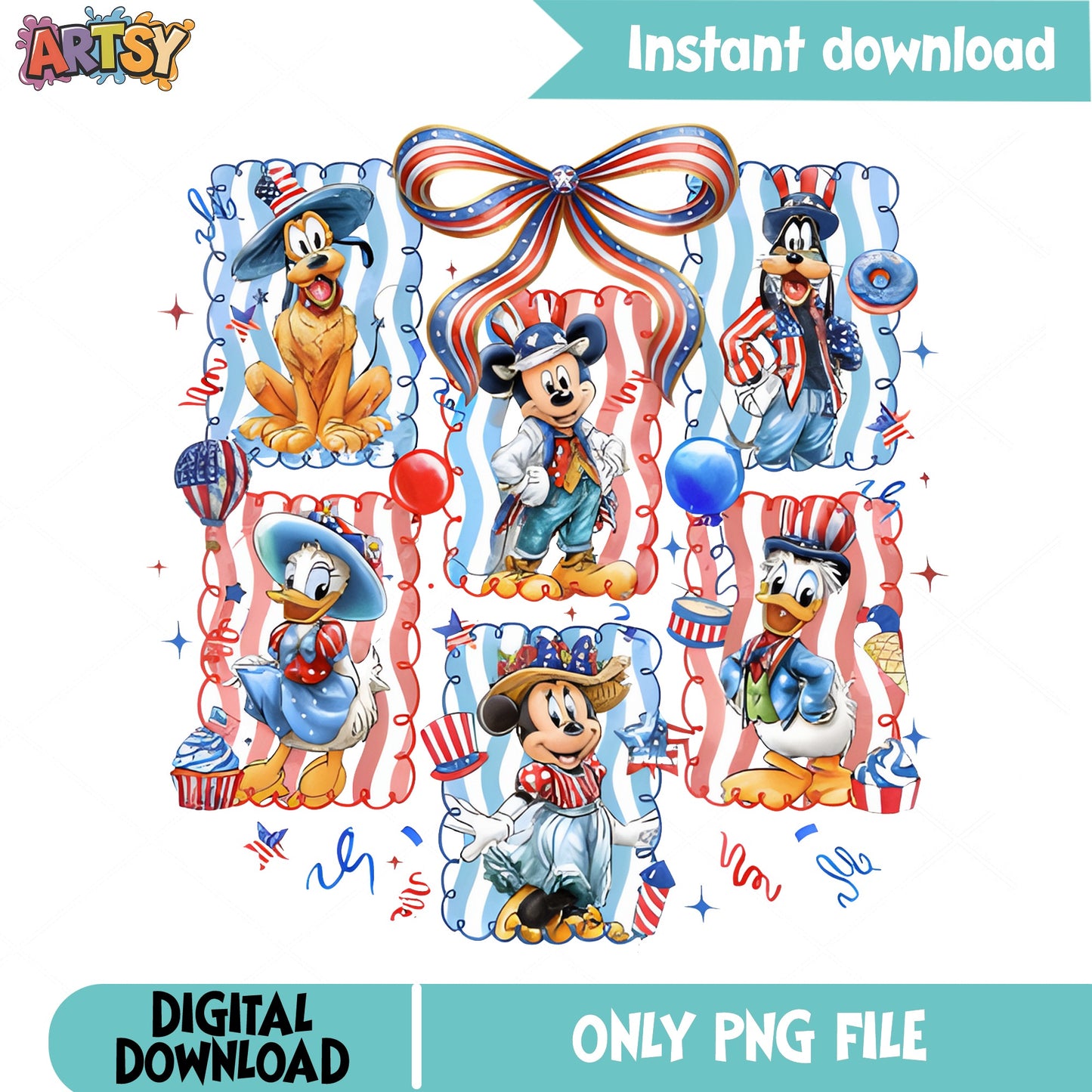 Mickey And Friends 4th Of July PNG, Disney PNG, Fourth Of July PNG