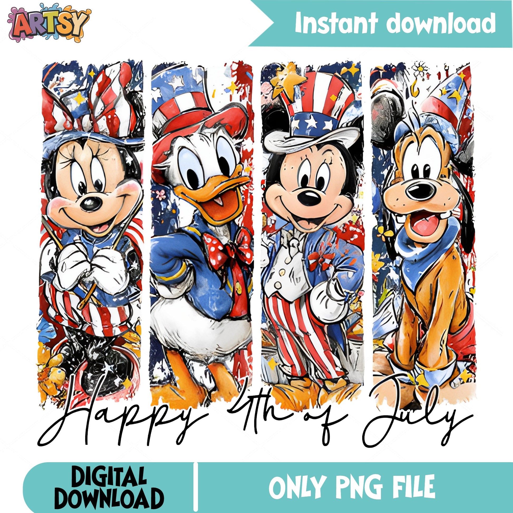 Mickey And Friends 4th Of July PNG, Disney Patriots PNG, Disney PNG