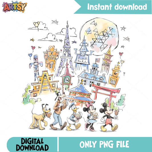 Mickey And Friends Epcot PNG, Disney World PNG, Vacation PNG