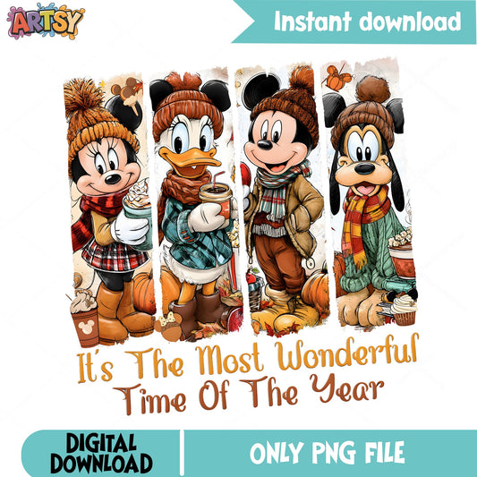 Mickey And Friends Fall PNG, Disney Autumn PNG, Wonderful Time PNG