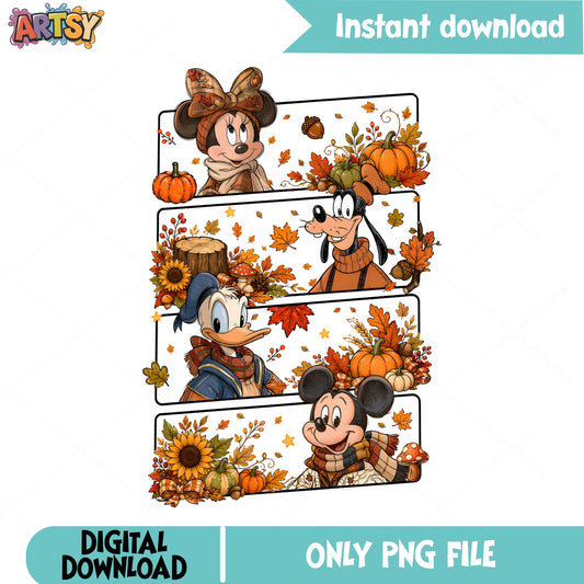 Mickey And Friends Fall PNG, Disney Autumn Thanksgiving PNG, Pumpkin PNG