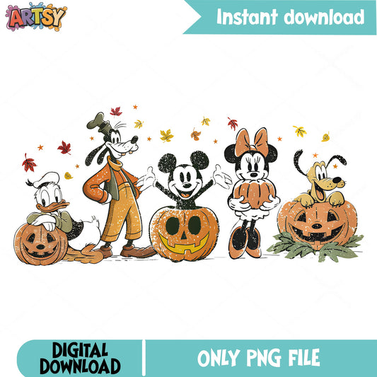 Mickey And Friends Halloween PNG, Disney Halloween PNG, Pumpkin PNG