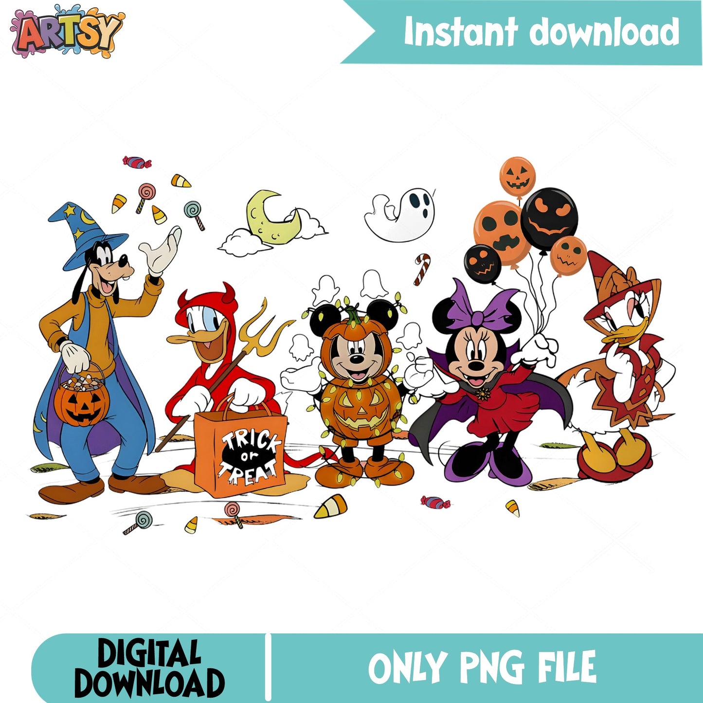Mickey And Friends Halloween PNG, Trick Or Treat Disney PNG