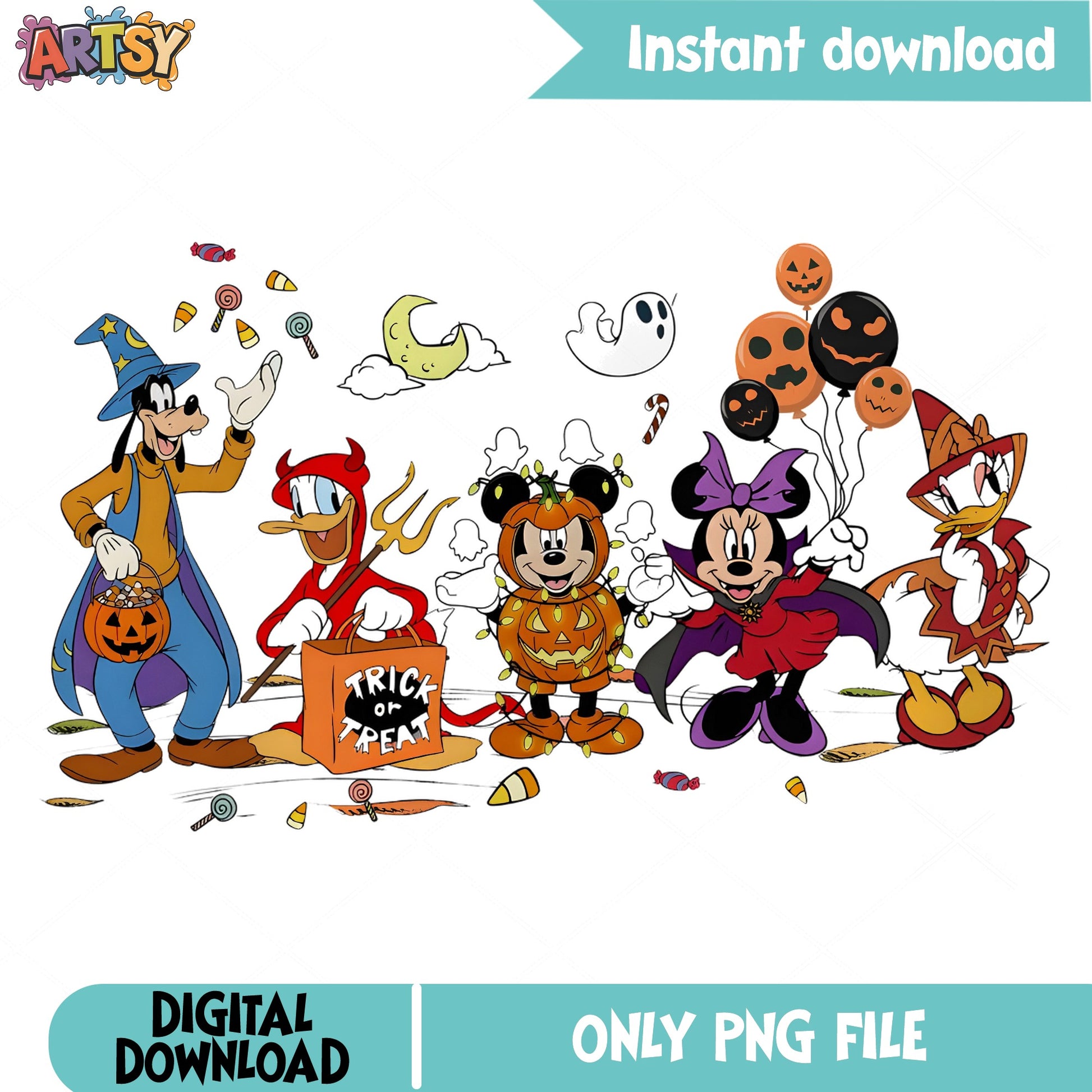 Mickey And Friends Halloween PNG, Trick Or Treat Disney PNG