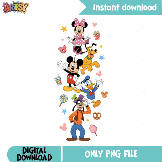 Mickey And Friends PNG, Disney Characters Snacks PNG, Disney Trip PNG
