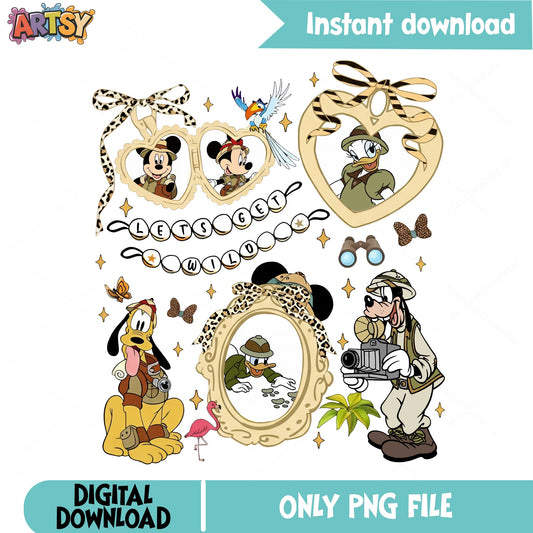 Mickey And Friends Safari PNG Bundle, Disney Safari PNG, Lets Get Wild PNG
