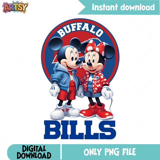 Mickey Minnie Buffalo Bills PNG, Disney NFL Football PNG, Bills PNG
