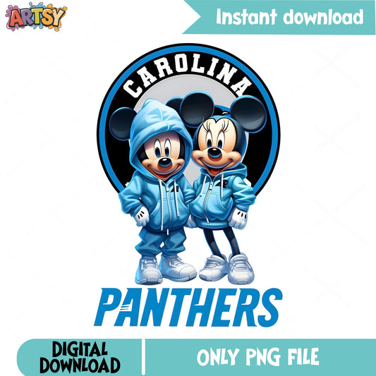 Mickey Minnie Carolina Panthers PNG, NFL Football PNG, Disney PNG