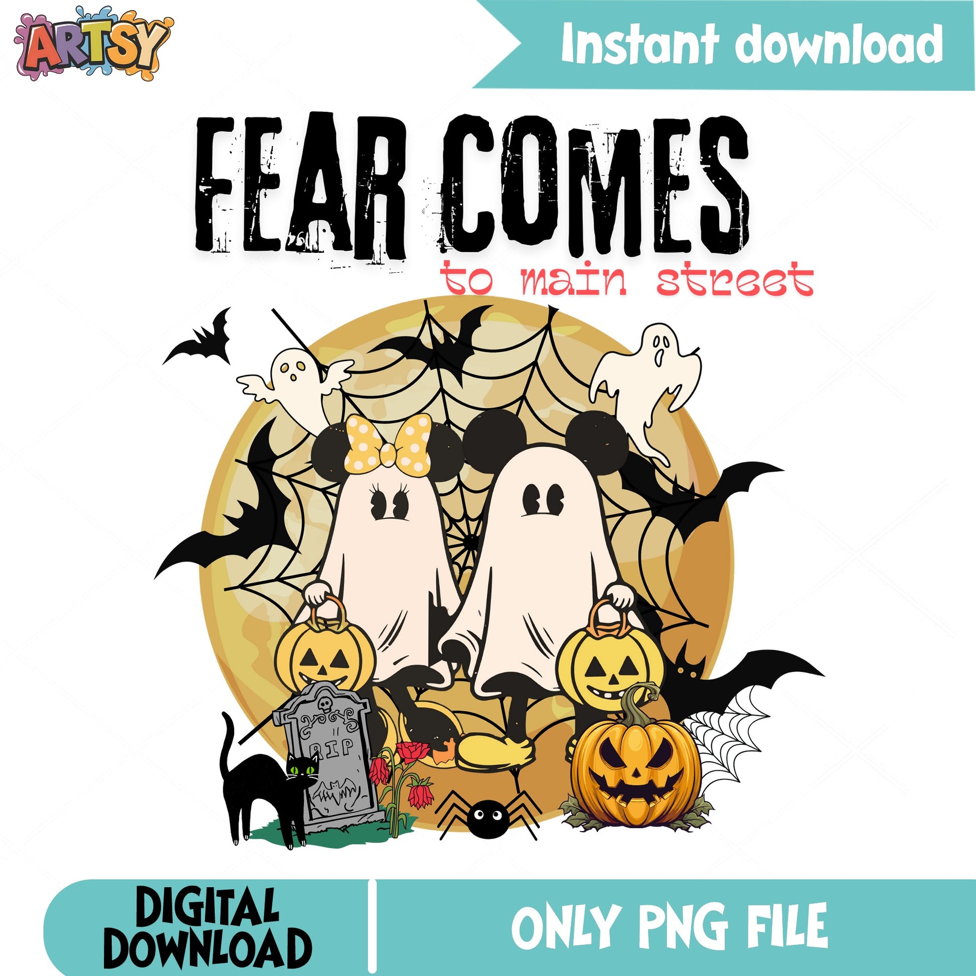 Mickey Minnie Halloween Ghost PNG, Disney Halloween PNG, Spooky PNG
