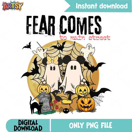 Mickey Minnie Halloween Ghost PNG, Disney Halloween PNG, Spooky PNG