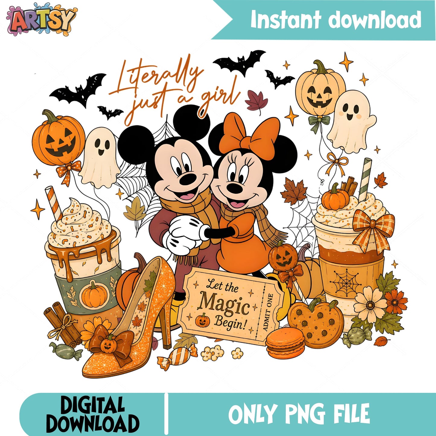 Mickey Minnie Halloween PNG, Disney Fall Halloween PNG, Spooky Season PNG