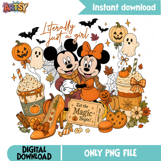 Mickey Minnie Halloween PNG, Disney Fall Halloween PNG, Spooky Season PNG
