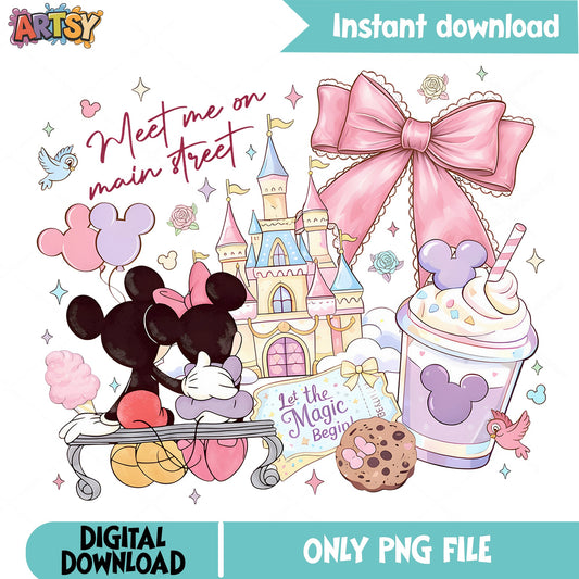 Mickey Minnie Meet Me On Main Street PNG, Disney Castle PNG, Magic Kingdom PNG