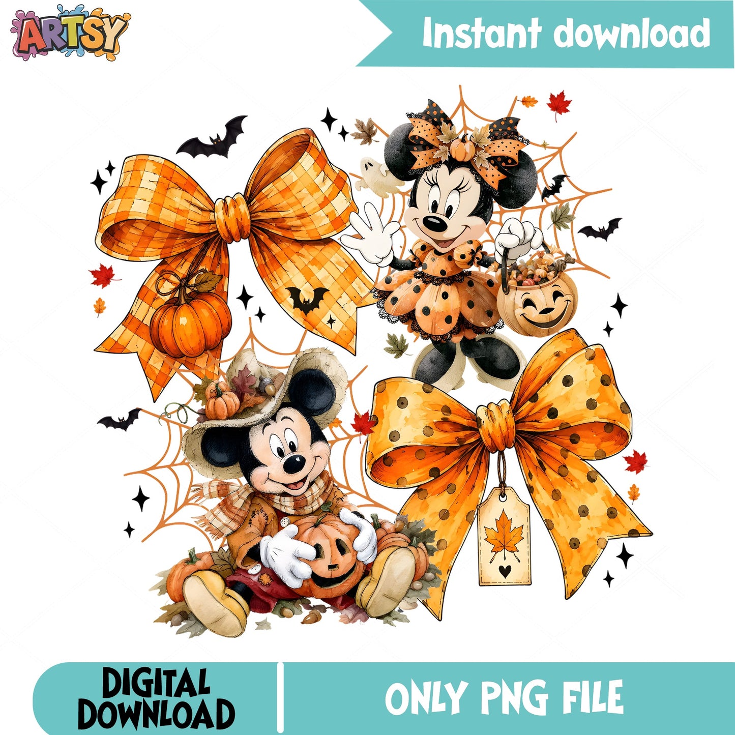 Mickey Minnie Mouse Halloween PNG, Disney Halloween PNG, Fall PNG