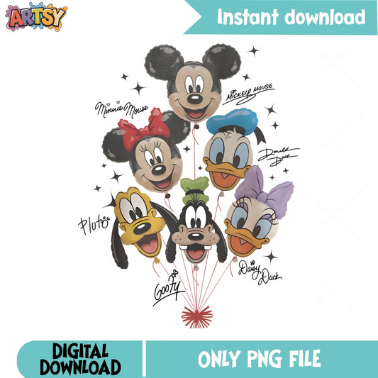 Mickey Mouse And Friends Balloon PNG, Disney Characters PNG, Disney PNG