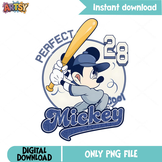 Mickey Mouse Baseball PNG, Disney Sport PNG, Cool Mickey PNG