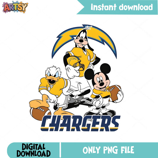Mickey Mouse Chargers NFL PNG, Disney Football Team PNG, NFL PNG