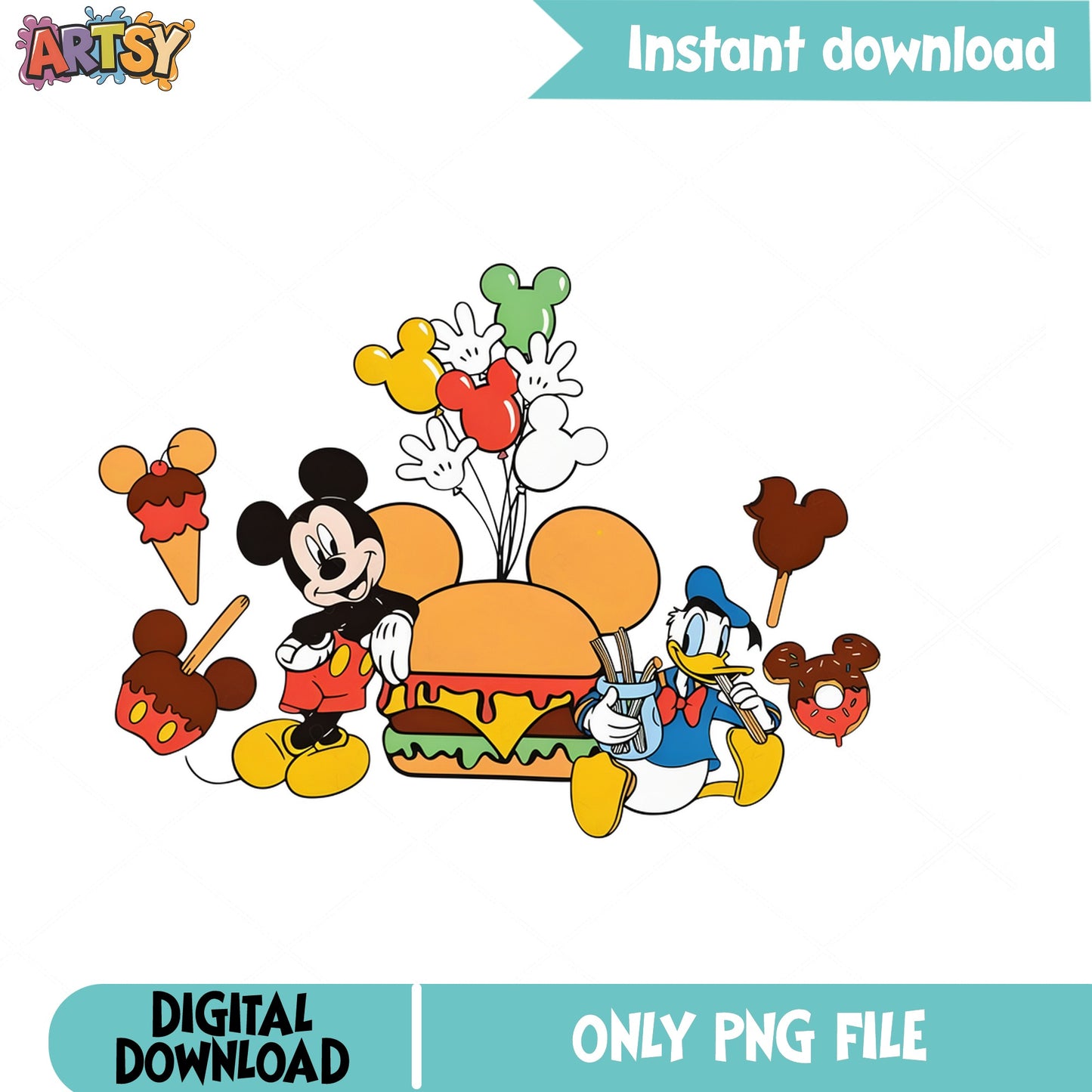 Mickey Mouse Disney Food PNG, Donald Duck Disney, Disney PNG