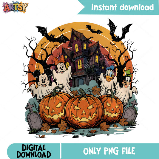 Mickey Mouse Halloween Ghost PNG, Disney Halloween PNG, Spooky PNG