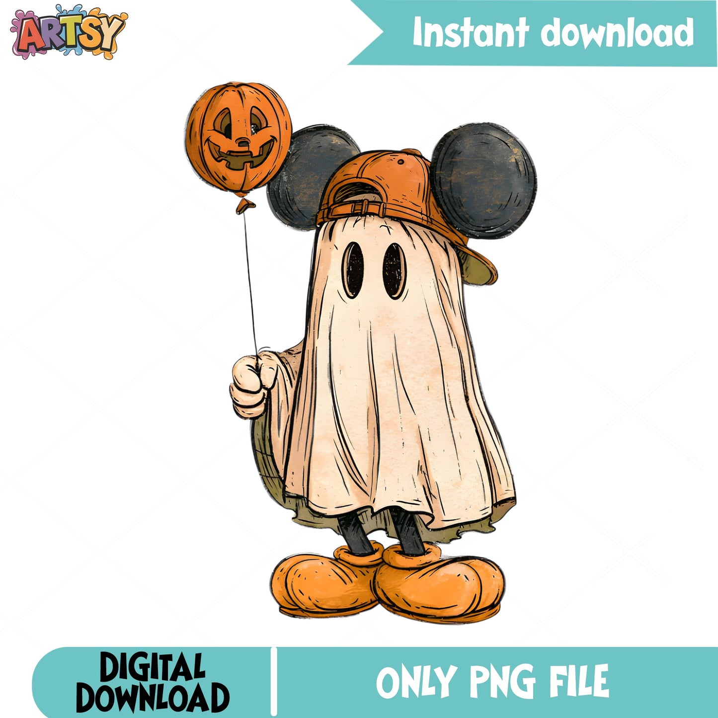 Mickey Mouse Halloween Ghost PNG, Disney Halloween PNG, Spooky Season PNG