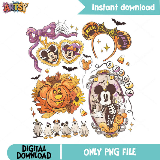 Mickey Mouse Halloween PNG Bundle, Disney Halloween PNG, Spooky Mickey PNG