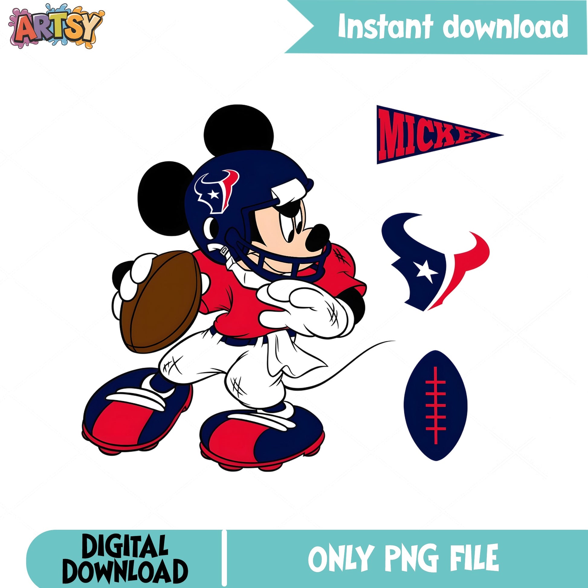 Mickey Mouse Houston Texans PNG, NFL Football PNG, Disney PNG