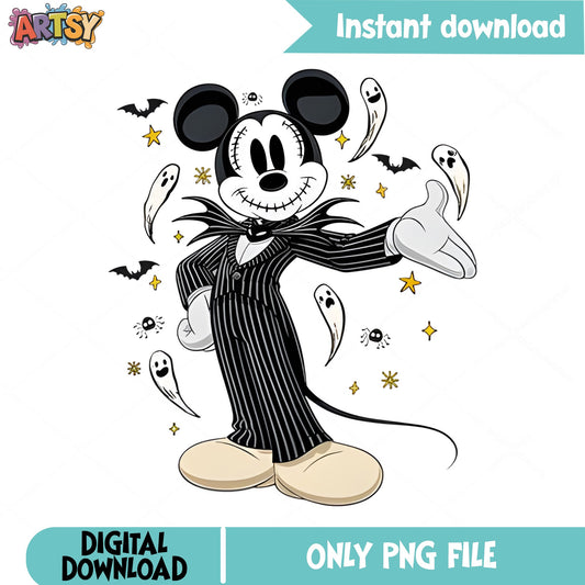 Mickey Mouse Jack Skellington PNG, Halloween PNG, Disney PNG