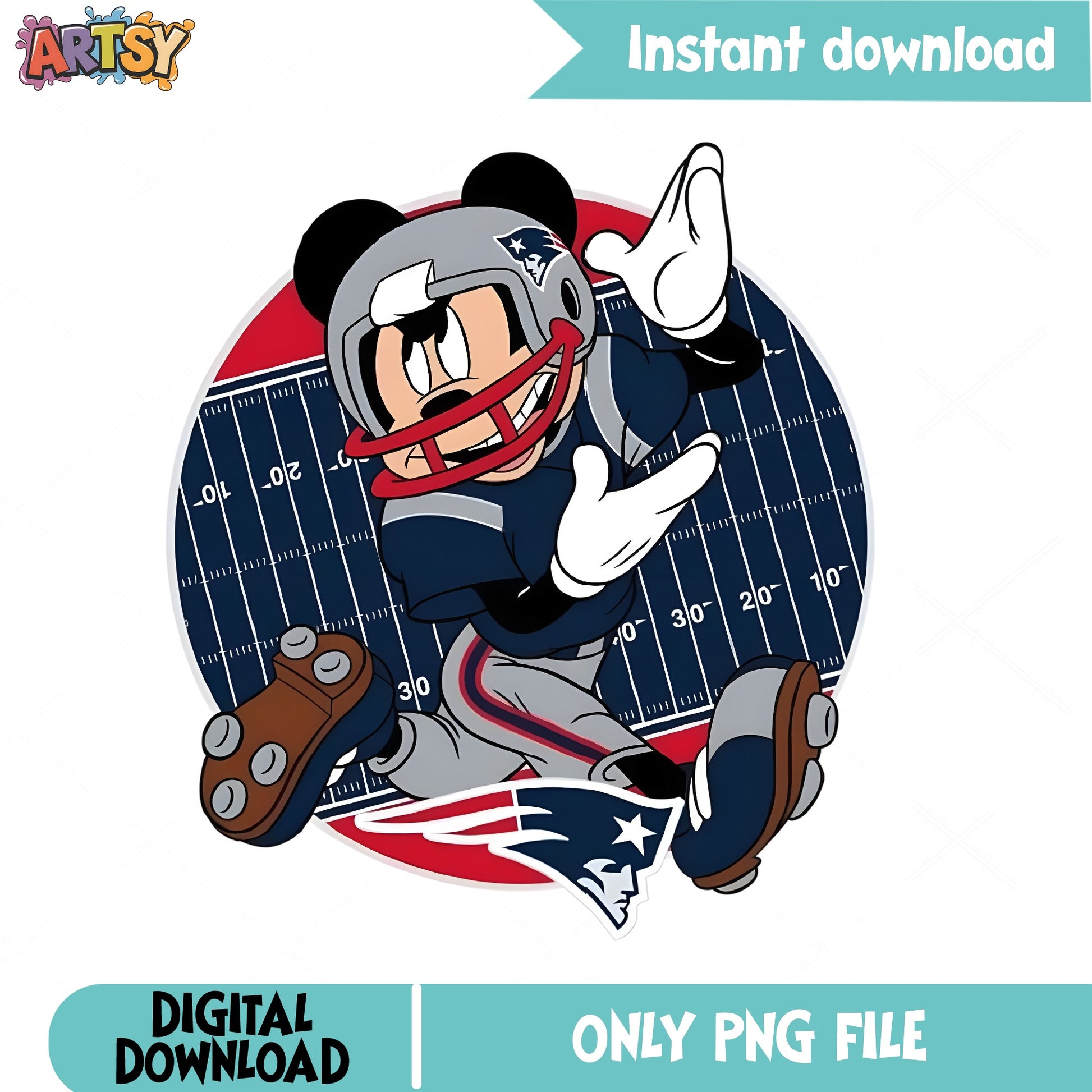 Mickey Mouse New England Patriots PNG, NFL Football PNG