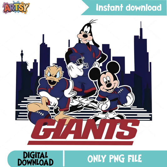 Mickey Mouse New York Giants PNG, Disney NFL PNG, Football PNG