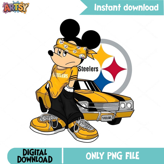 Mickey Mouse Pittsburgh Steelers PNG, NFL Football PNG, Disney PNG