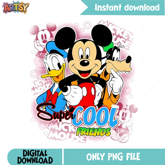 Mickey Mouse Super Cool Friends PNG, Disney Friends PNG, Donald Duck Goofy PNG