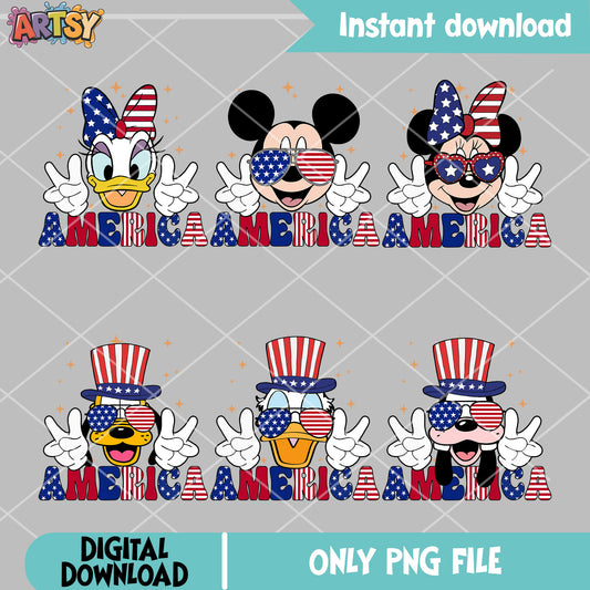 Mickey america head png bundle, mickey head png, 4th of july png
