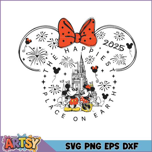 Mickey and Minnie 2025 Happiest Place on Earth SVG Design