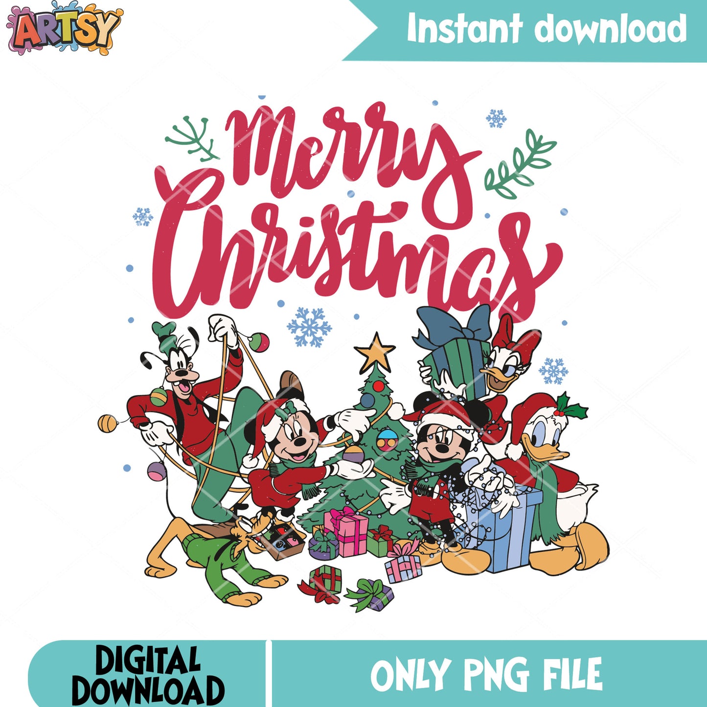 Mickey and friends decor christmas png, christmas vibes png, goofy png