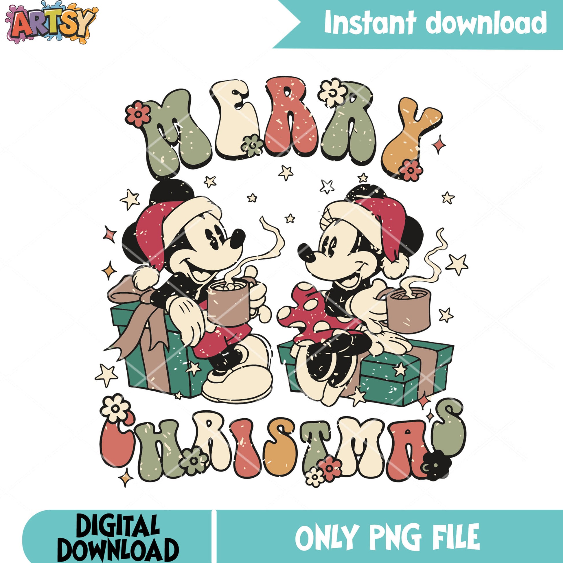 Mickey and friends gifts png, christmas wreath png, minnie mouse png