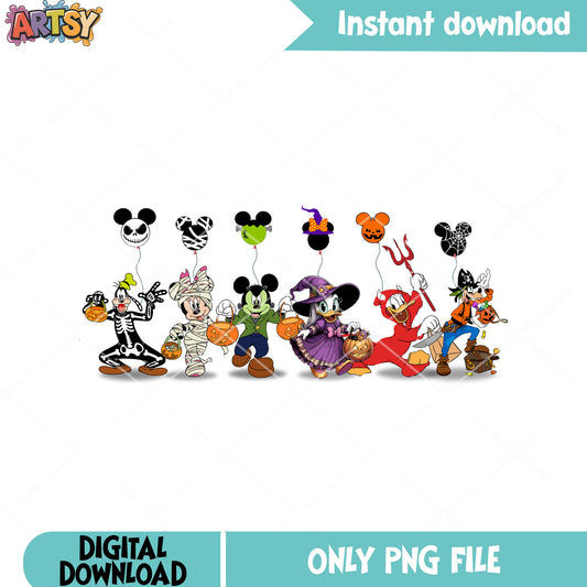 Mickey and friends png, satan costume png, scary halloween png