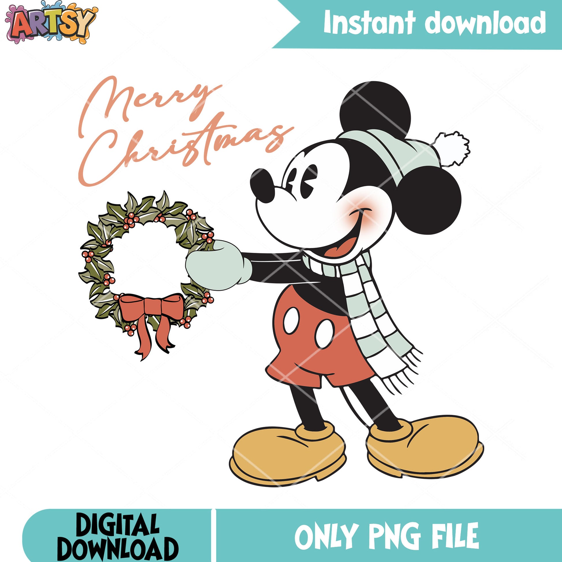 Mickey beani xmas png, mickey mouse png, merry christmas png