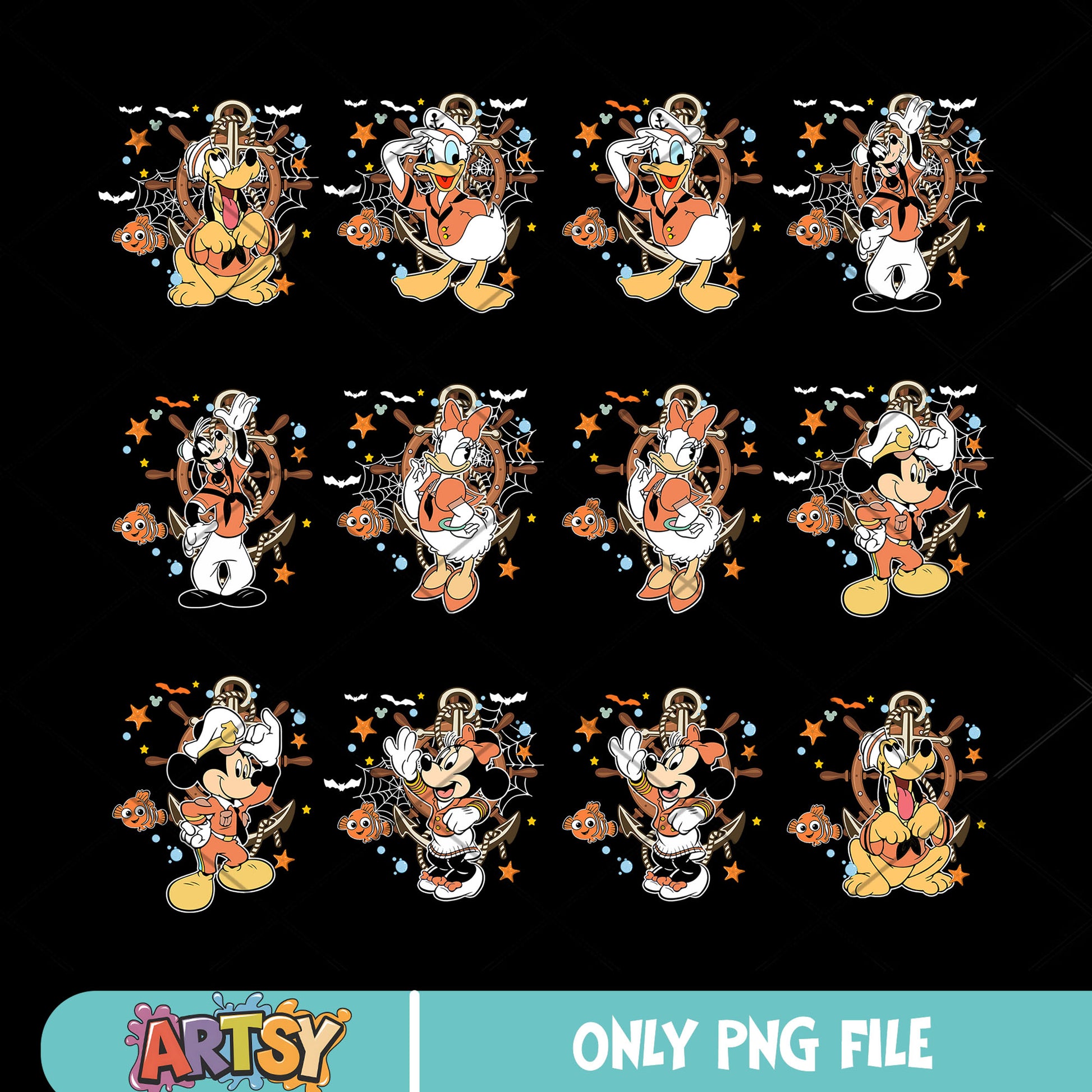 Mickey cruise halloween png bundle, disney cruise png, disney cruise halloween​ png