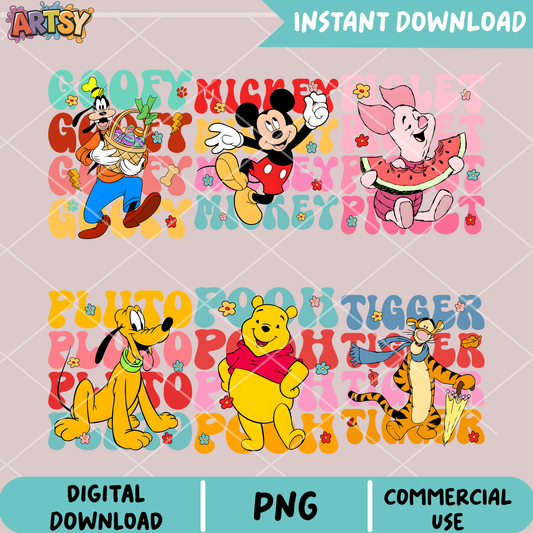 Mickey disney friends png bundle, mickey friends png, pooh bear png