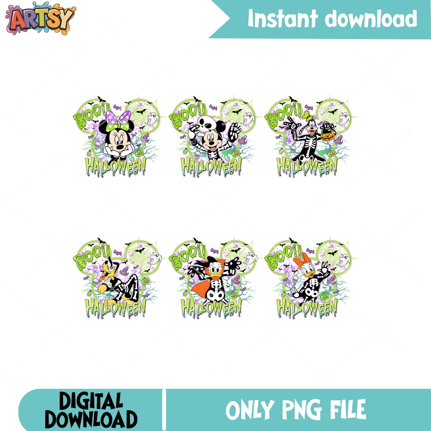 Mickey friends boo png bundle, mickey boo png, halloween boo png