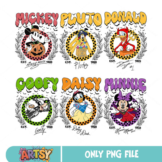 Mickey friends halloween png bundle, mickey halloween png, mickey friends png