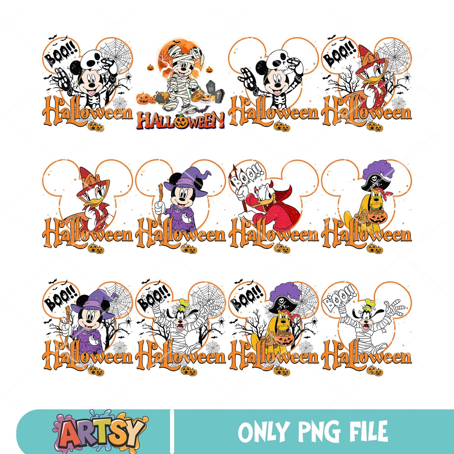 Mickey halloween boo png bundle, mickey boo png, mickey mouse halloween png