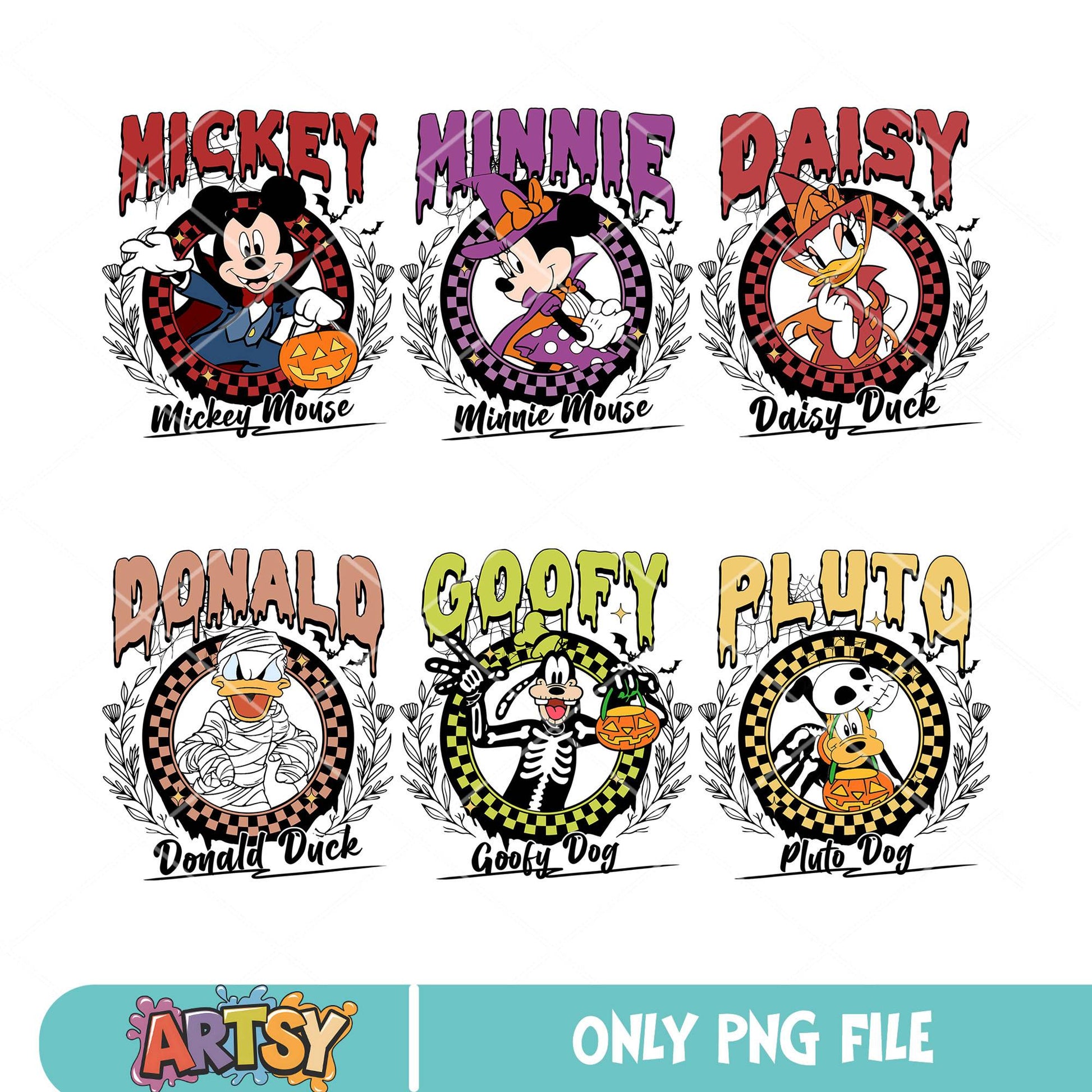 Mickey halloween circle png bundle, mickey costume png, mickey halloween png