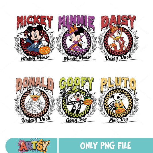 Mickey halloween circle png bundle, mickey costume png, mickey halloween png