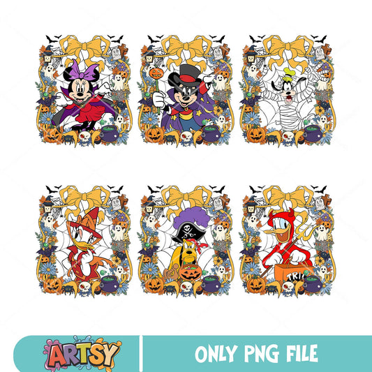 Mickey halloween frame png bundle, pumpkin disney png, mickey halloween png