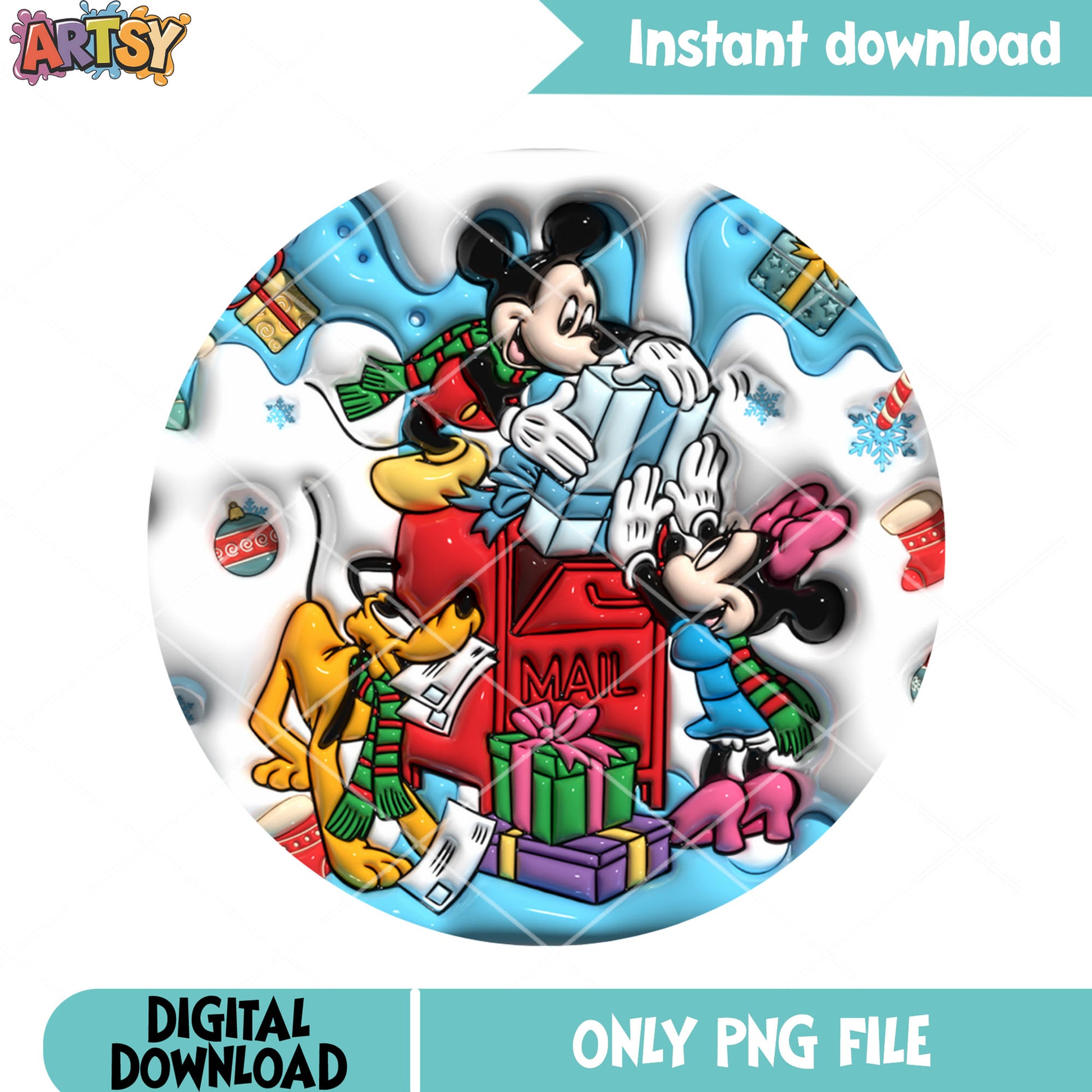 Mickey minnie christmas png, disney friends png, cute delivering png