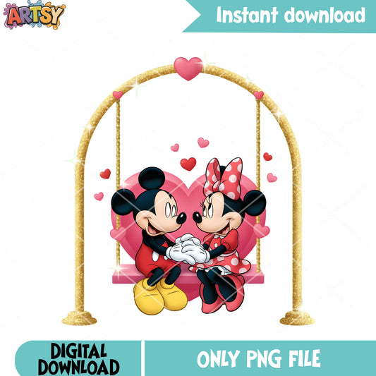 Mickey minnie love valentine png, minnie mouse png, valentine love png