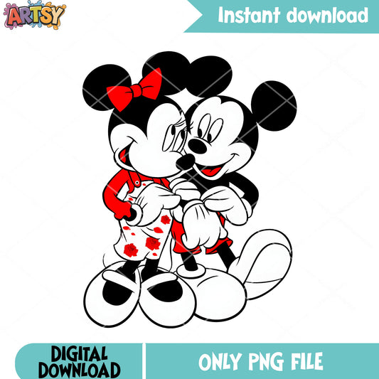 Mickey minnie poster vibes png, valentine couple png, disney valentine png