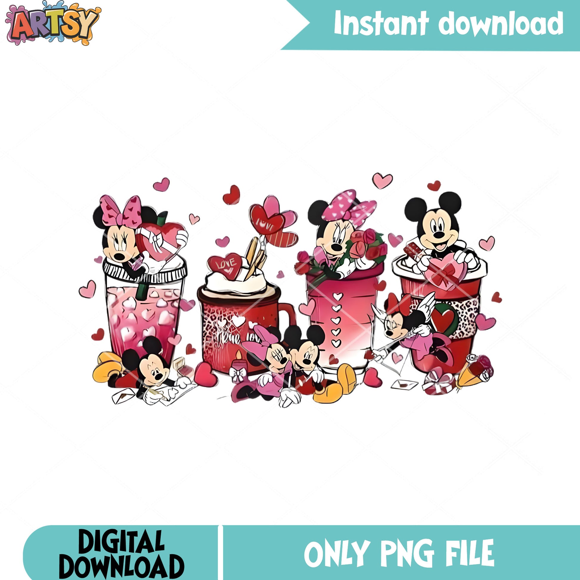 Mickey minnie valentine drink png, minnie mouse png, minnie mouse png